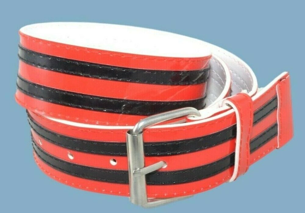 Black and Red Striped Vinyl Fashion Fashion or Cosplay Belt
